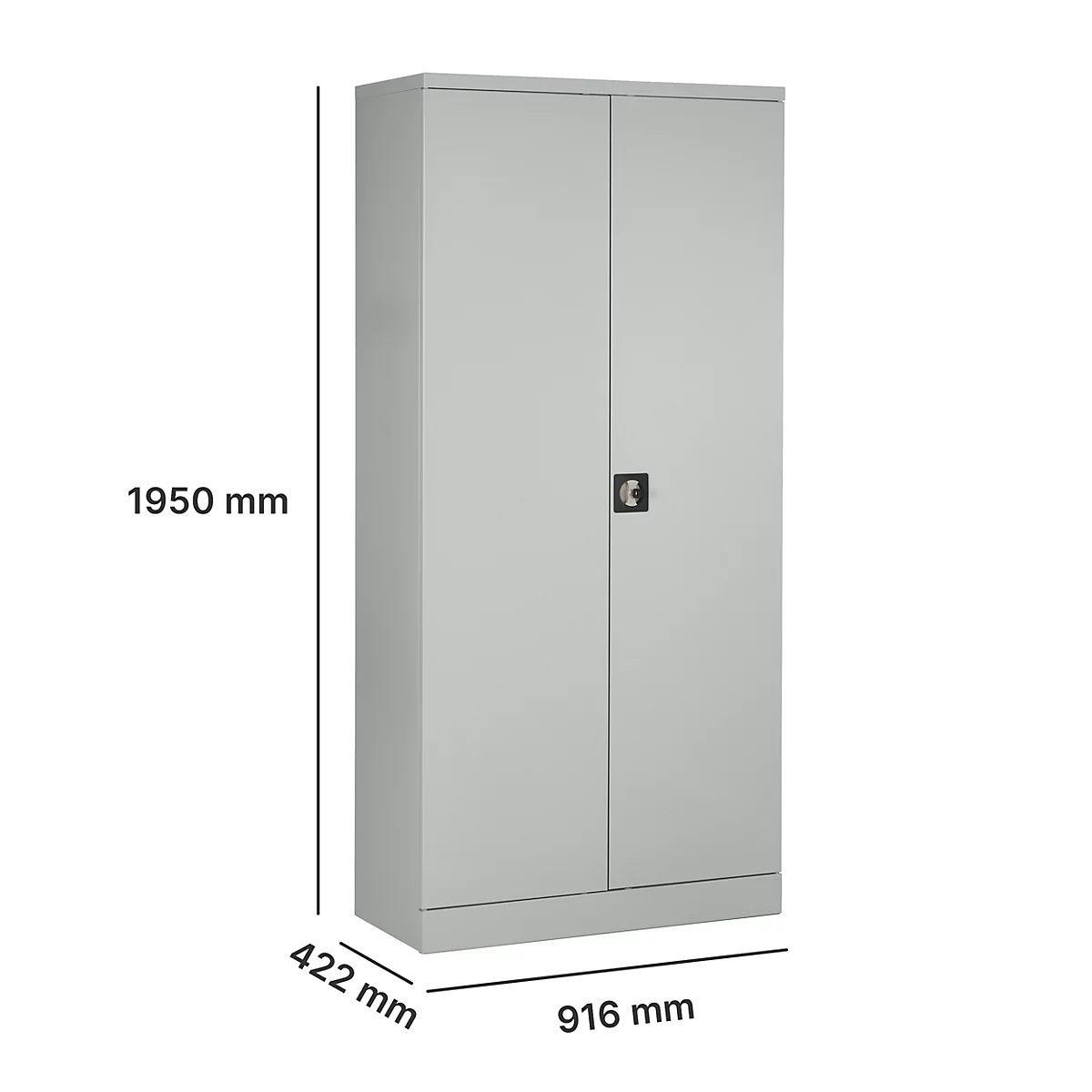 Stalen kast, B 916 x D 422 x H 1950 mm, lichtgrijs RAL 7035