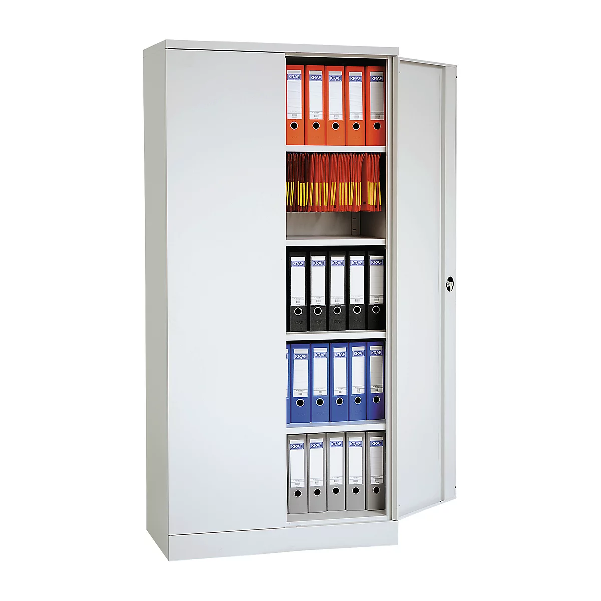 Stalen kast, H 1950 x B 1200 x D 500 mm, lichtgrijs 7035