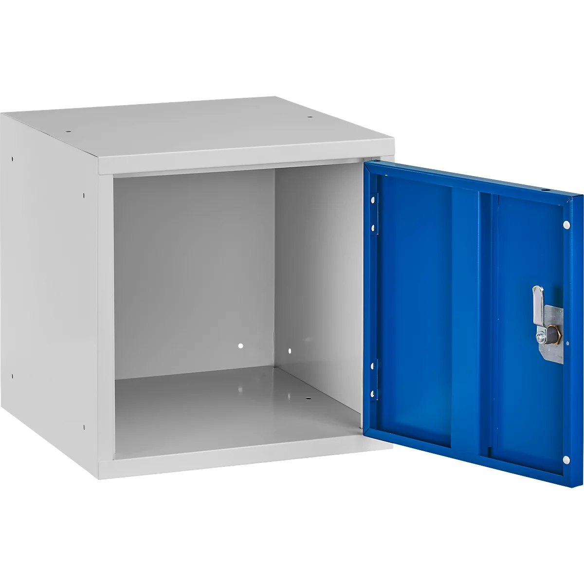 Stalen kubuskast, afsluitbaar, 380 mm, corpus grijs en deur gentiaanblauw RAL 5010