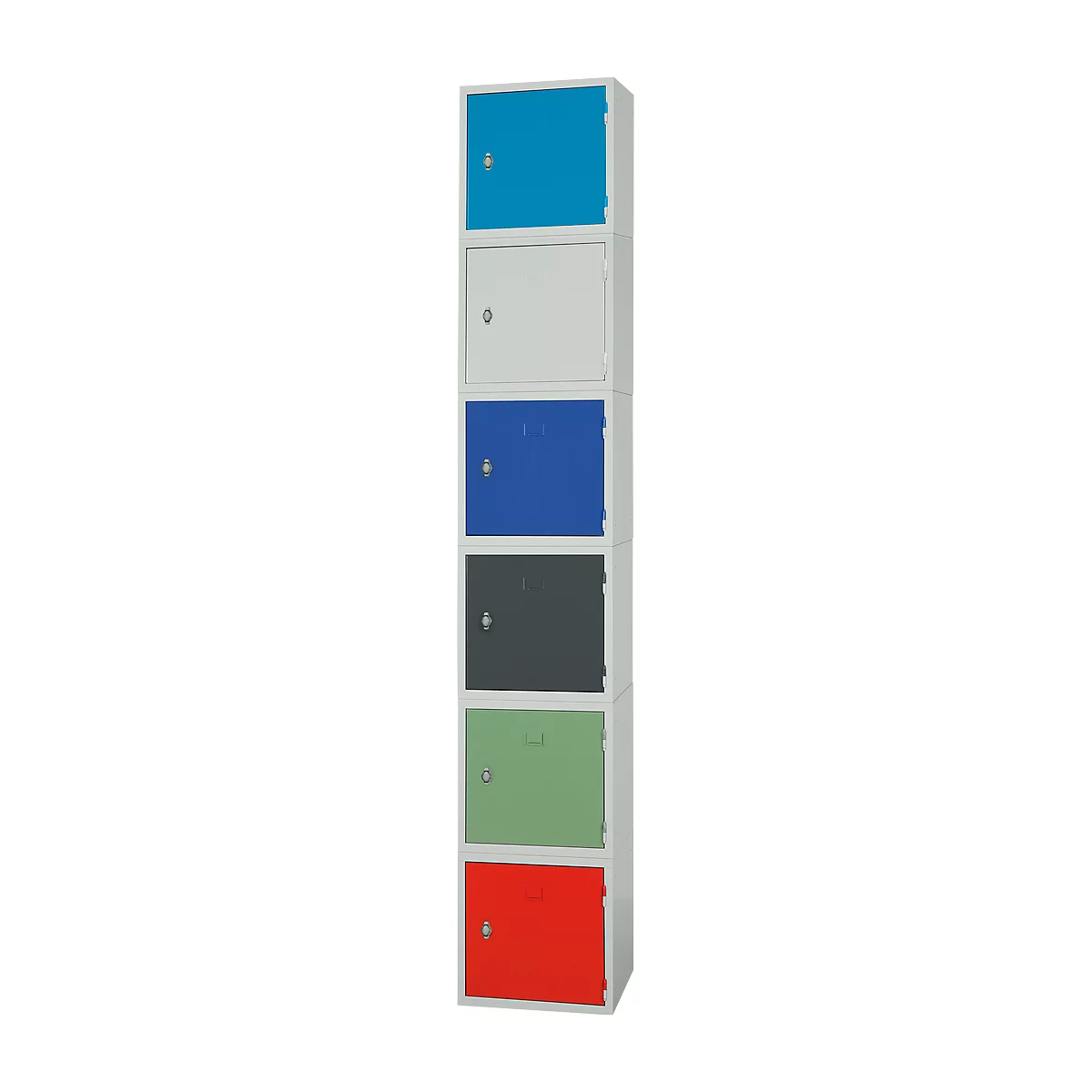 Stalen kubuskast, afsluitbaar, 380 mm, corpus grijs en deur rood RAL 3020