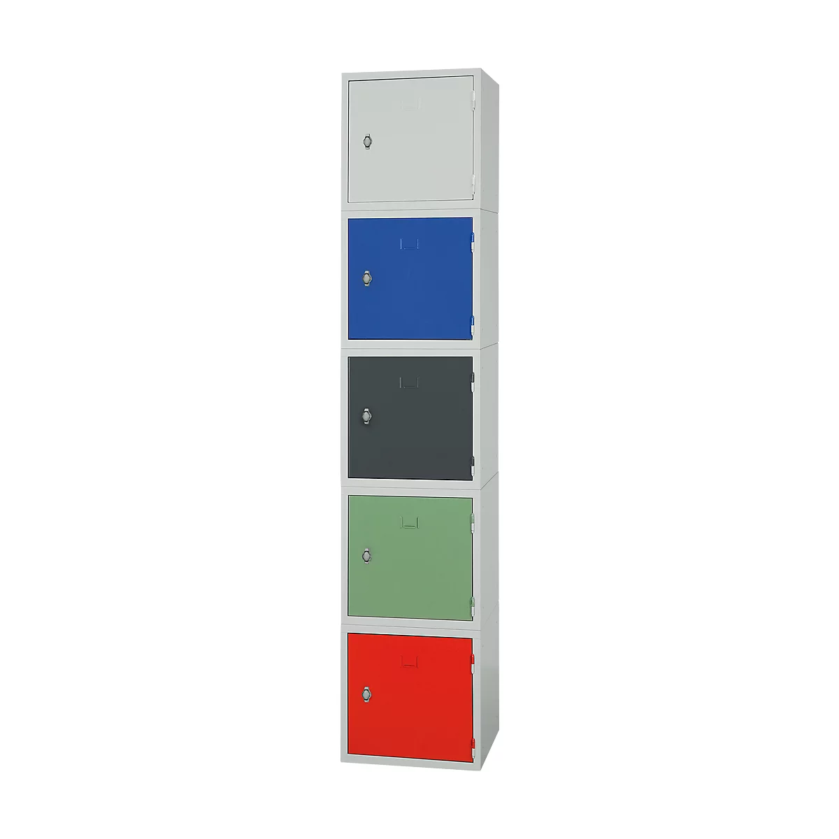 Stalen kubuskast, afsluitbaar, 380 mm, corpus grijs en deur rood RAL 3020