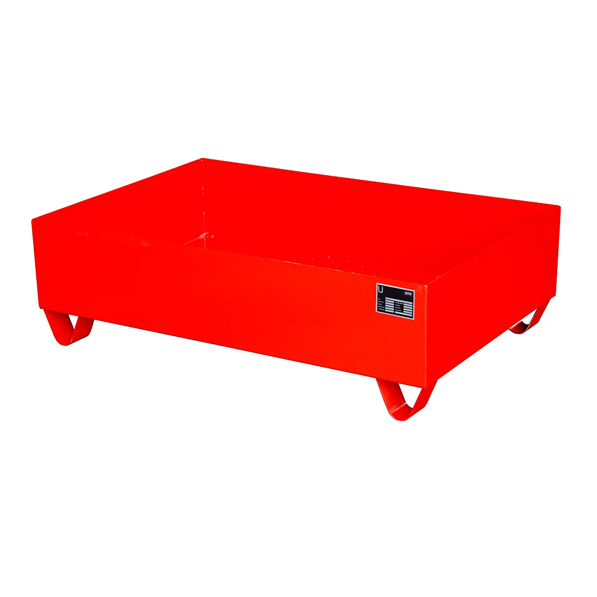 Stalen lekbak zonder rooster, 1200 x 800 mm, rood RAL 3000