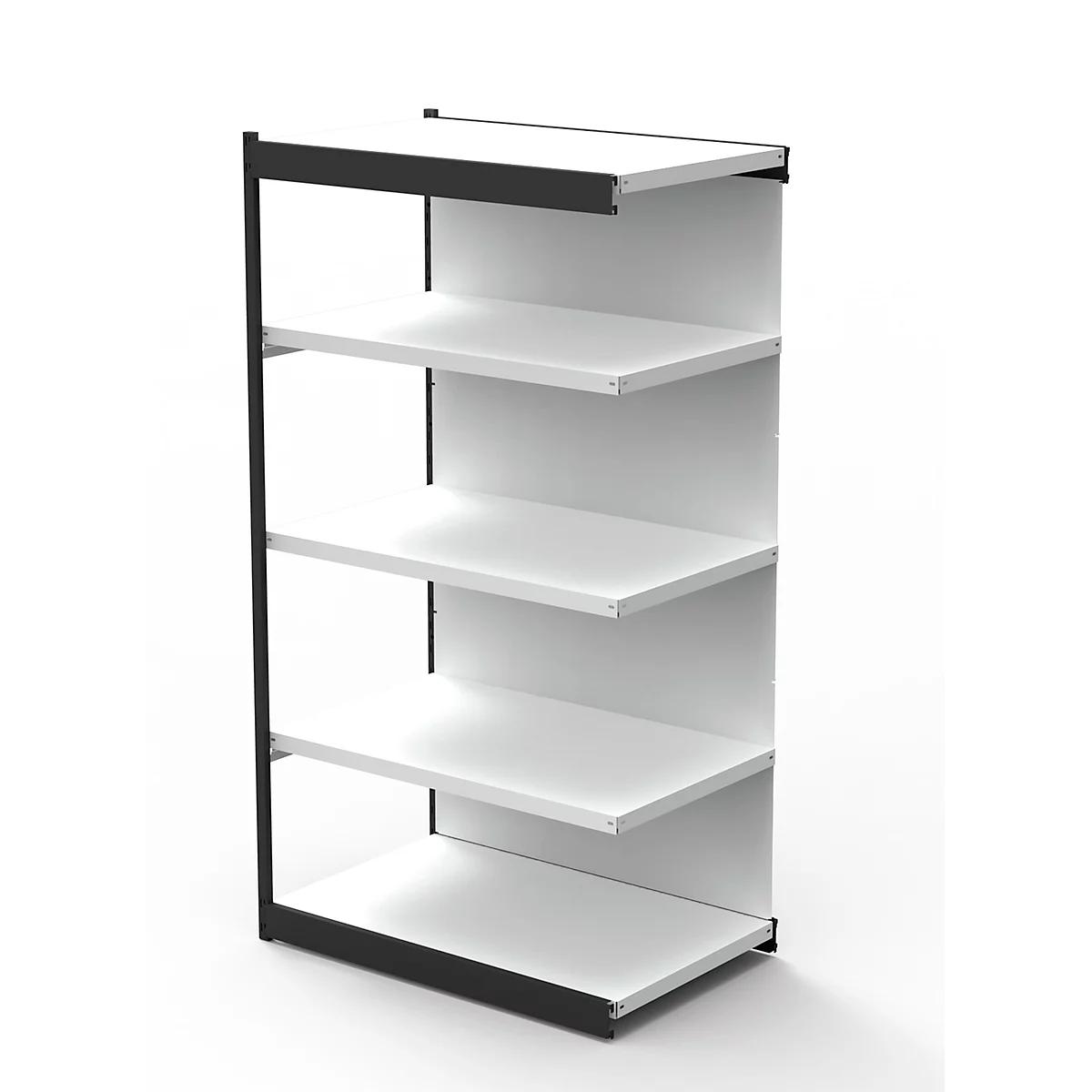 Stalen rek PROGRESS 2000, stellingsectie, achterwand, H 1900 x B 1000 x D 400 mm, zilveren frame