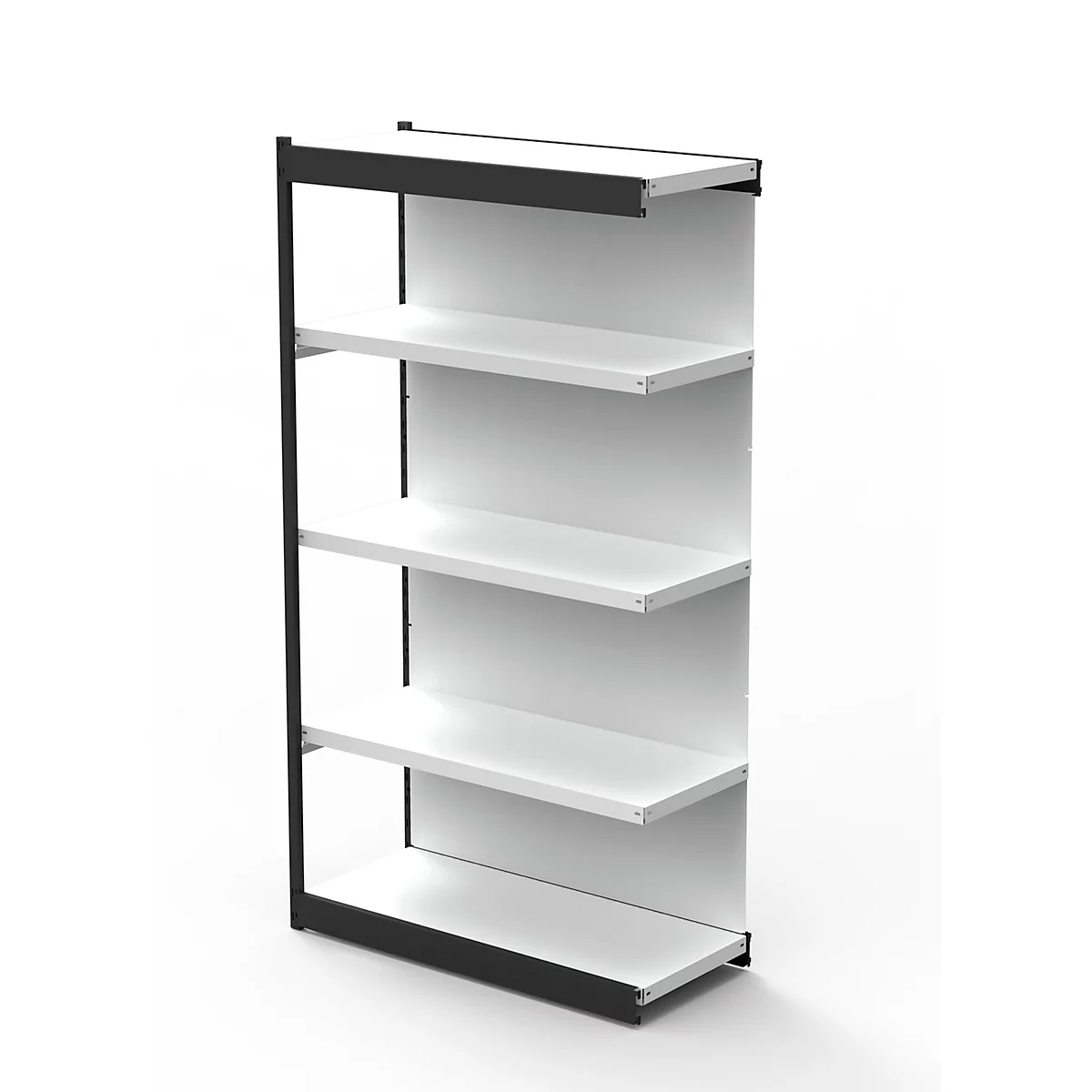 Stalen rek PROGRESS 2000, stellingsectie, achterwand, H 1900 x B 1000 x D 400 mm, zwart frame