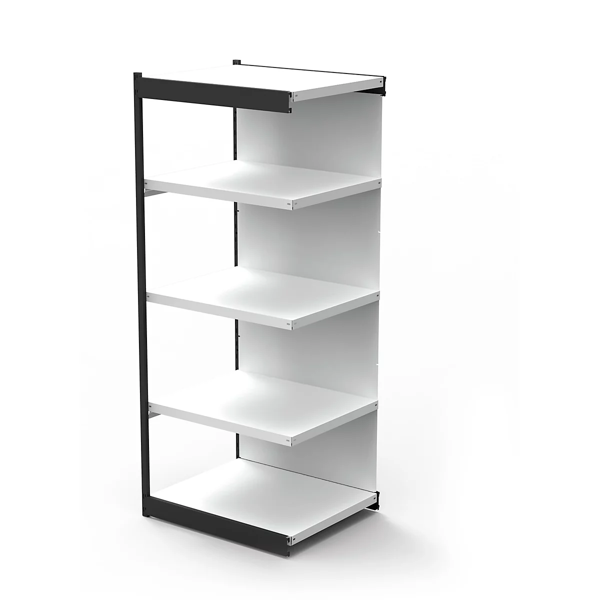 Stalen rek PROGRESS 2000, stellingsectie, achterwand, H 1900 x B 750 x D 400 mm, zilveren frame