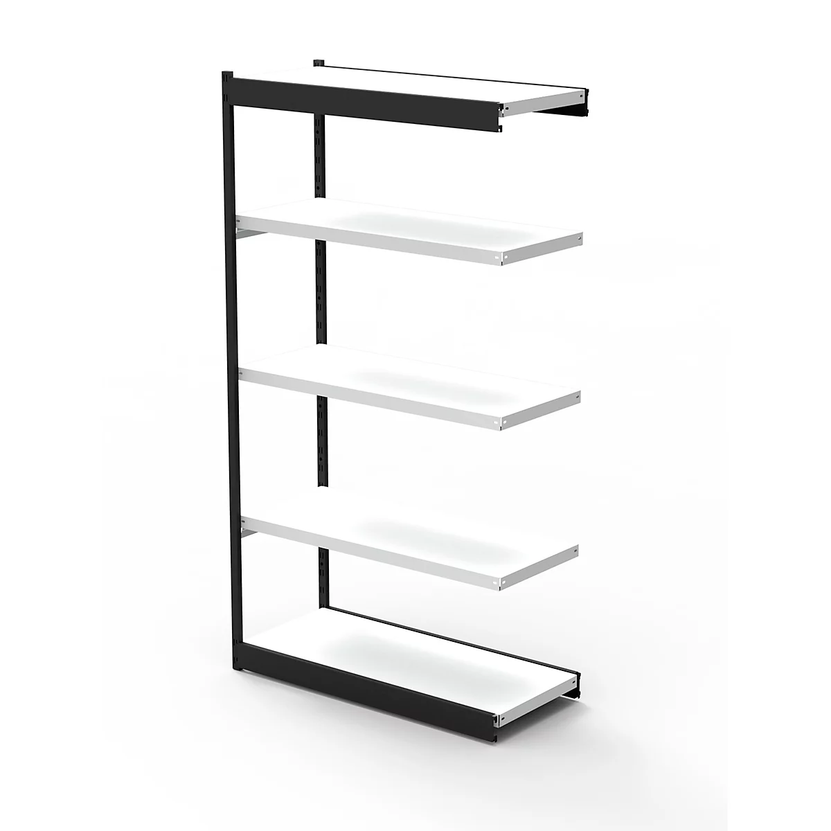 Stalen rek PROGRESS 2000, stellingsectie, zonder achterwand, H 1900 x B 750 x D 400 mm, zwart frame
