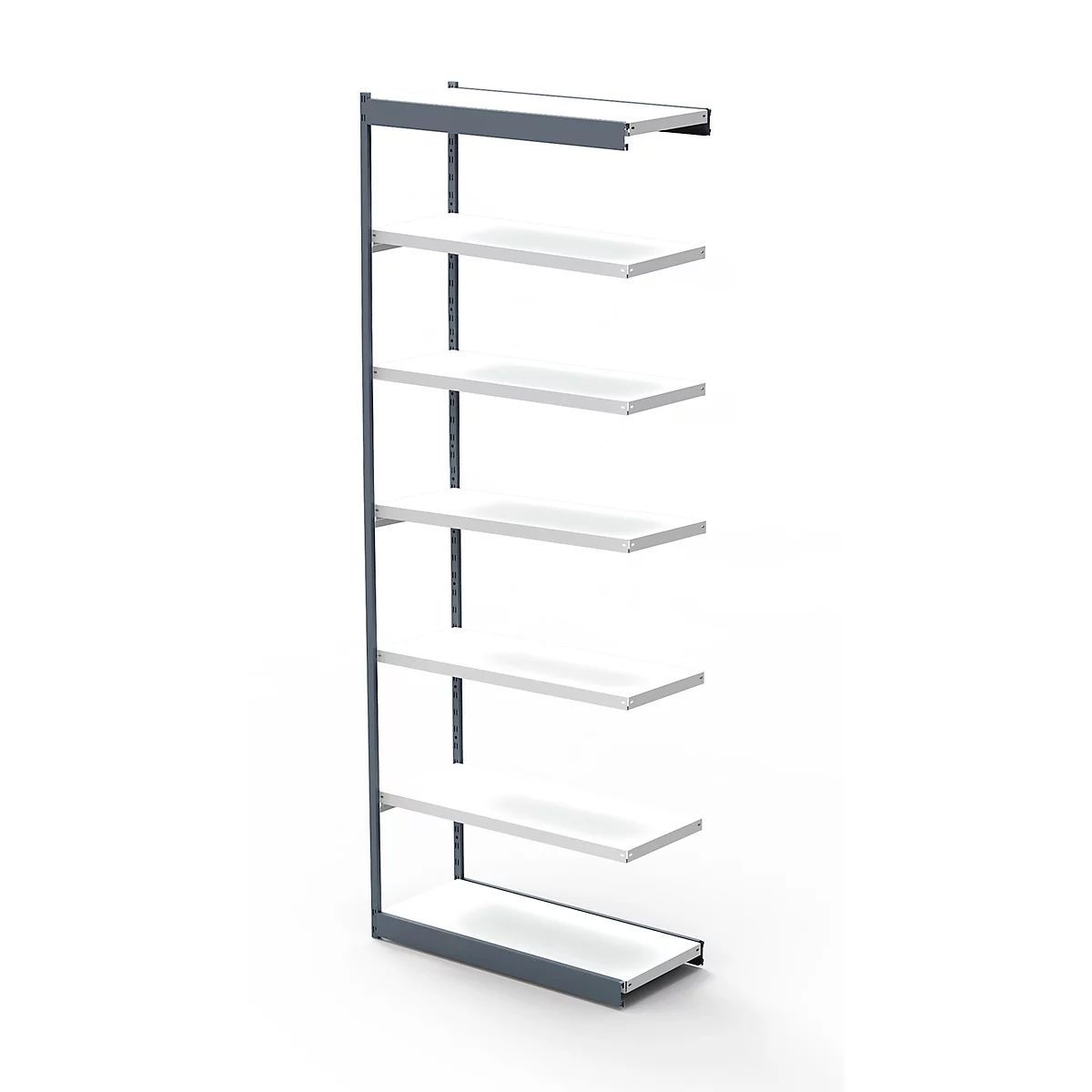 Stalen rek PROGRESS 2000, stellingsectie, zonder achterwand, H 2600 x B 750 x D 400 mm, zilveren frame