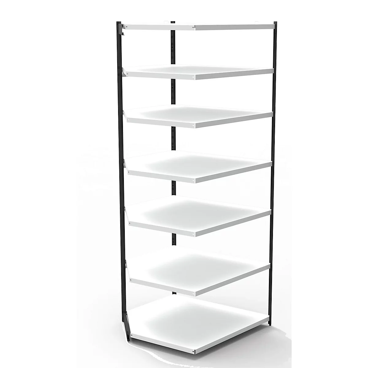 Stalen rek PROGRESS 2000, stellingsectie, zonder achterwand, H 2600 x B 750 x D 400 mm, zwart frame