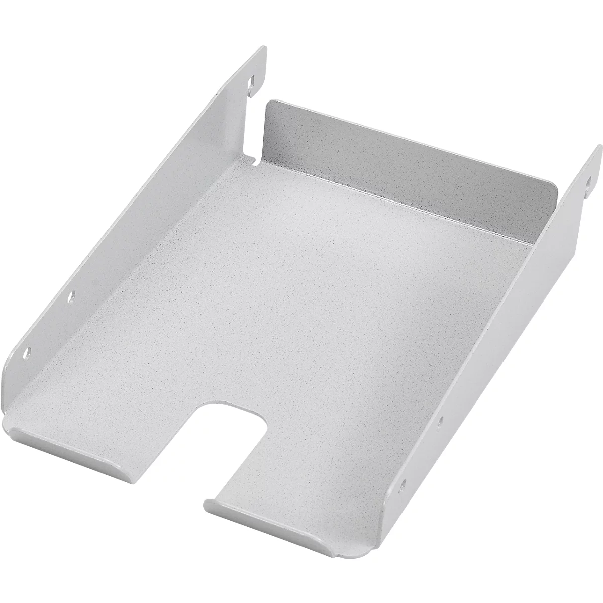 Stalen tray Treston ASSA5, voor inpaktafel met doosprofiel, DIN A5, uitsparing voor tapedispenser of handscanner, lichtgrijs