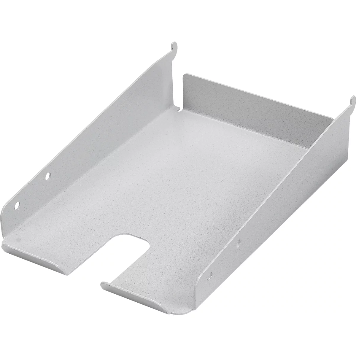 Stalen tray Treston ASSA5PP, voor geperforeerde inpaktafel, DIN A5, uitsparing voor tapedispenser of handscanner, lichtgrijs