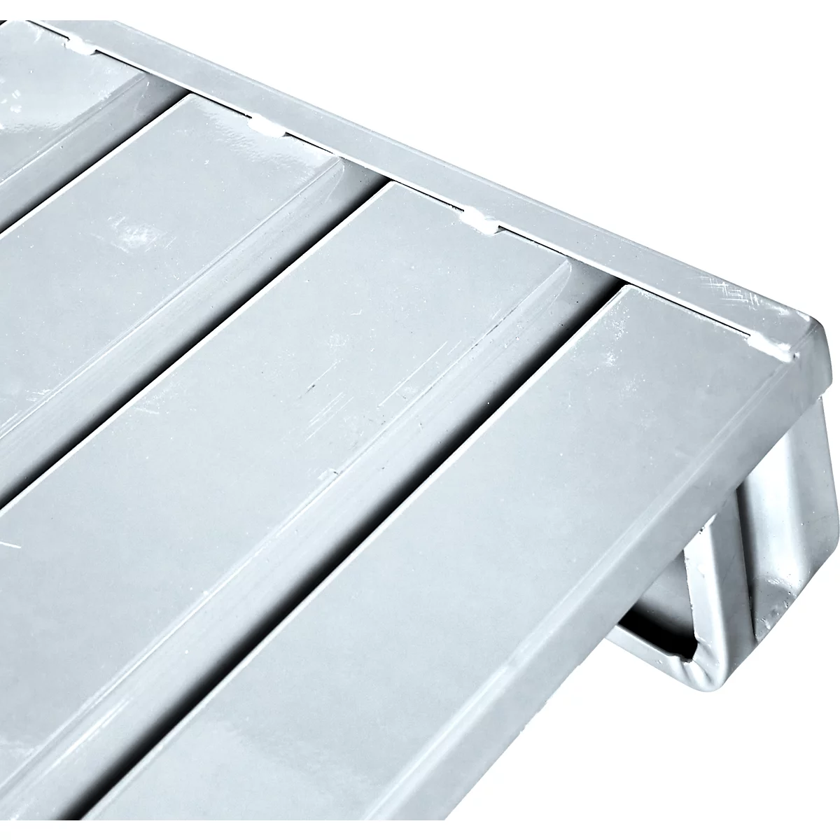 Stalen vlakke pallet, Euromaat, tot 1500 kg, gesloten bovendek, 2 stalen rails, L 1200 x B 800 x H 130 mm, staal, gegalvaniseerd