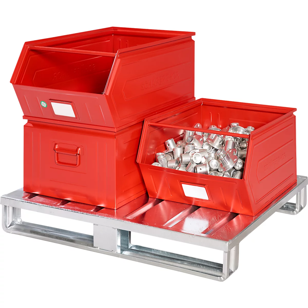 Stalen vlakke pallet, tot 1500 kg, gesloten bovendek, 2 stalen sledes, L 1000 x B 800 x H 130 mm, gegalvaniseerd staal