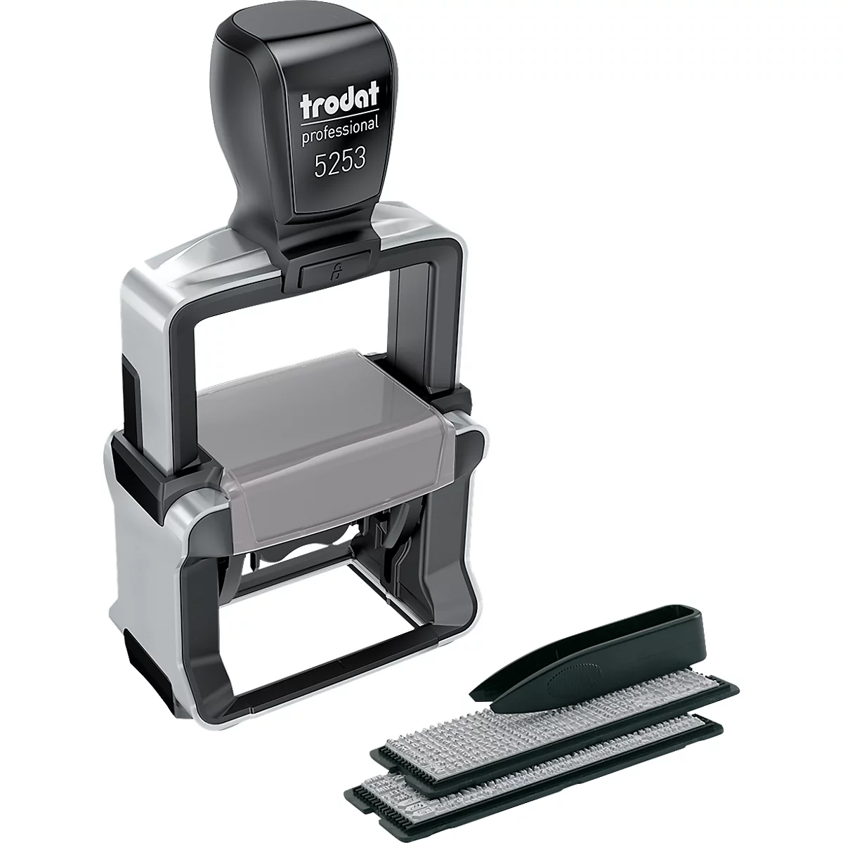 Trodat Professional 5253 stamp with separate ink pads.