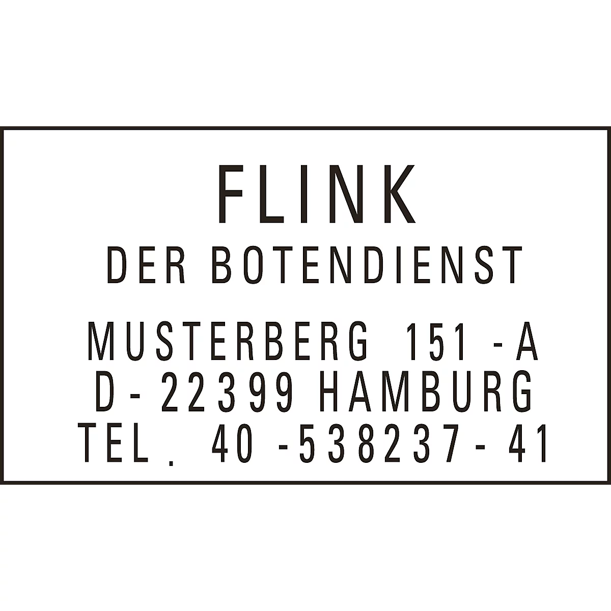 Black text on white background: "FLINK Der Botendienst" with address and phone number.