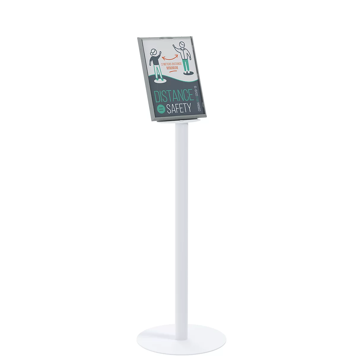 Stand d'information Paperflow, A4, pour format portrait et paysage, avec poignée encastrée, résistant aux désinfectants, acier/polystyrène, blanc