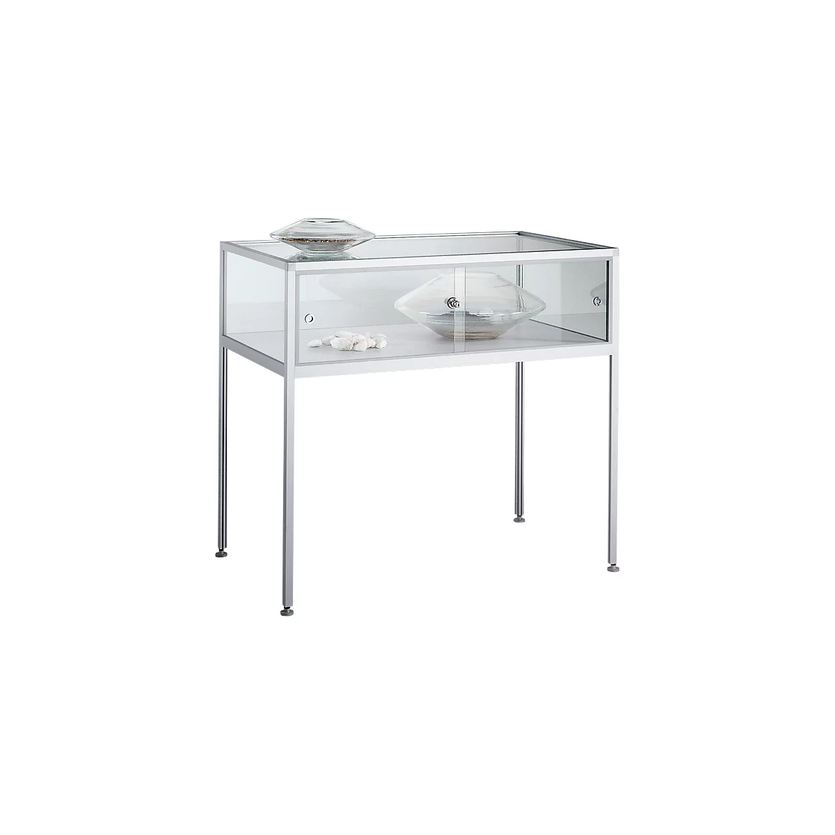 Stand-Präsentationsvitrine STV-35, B 1000 x T 600 x H 900 mm, Aluprofil