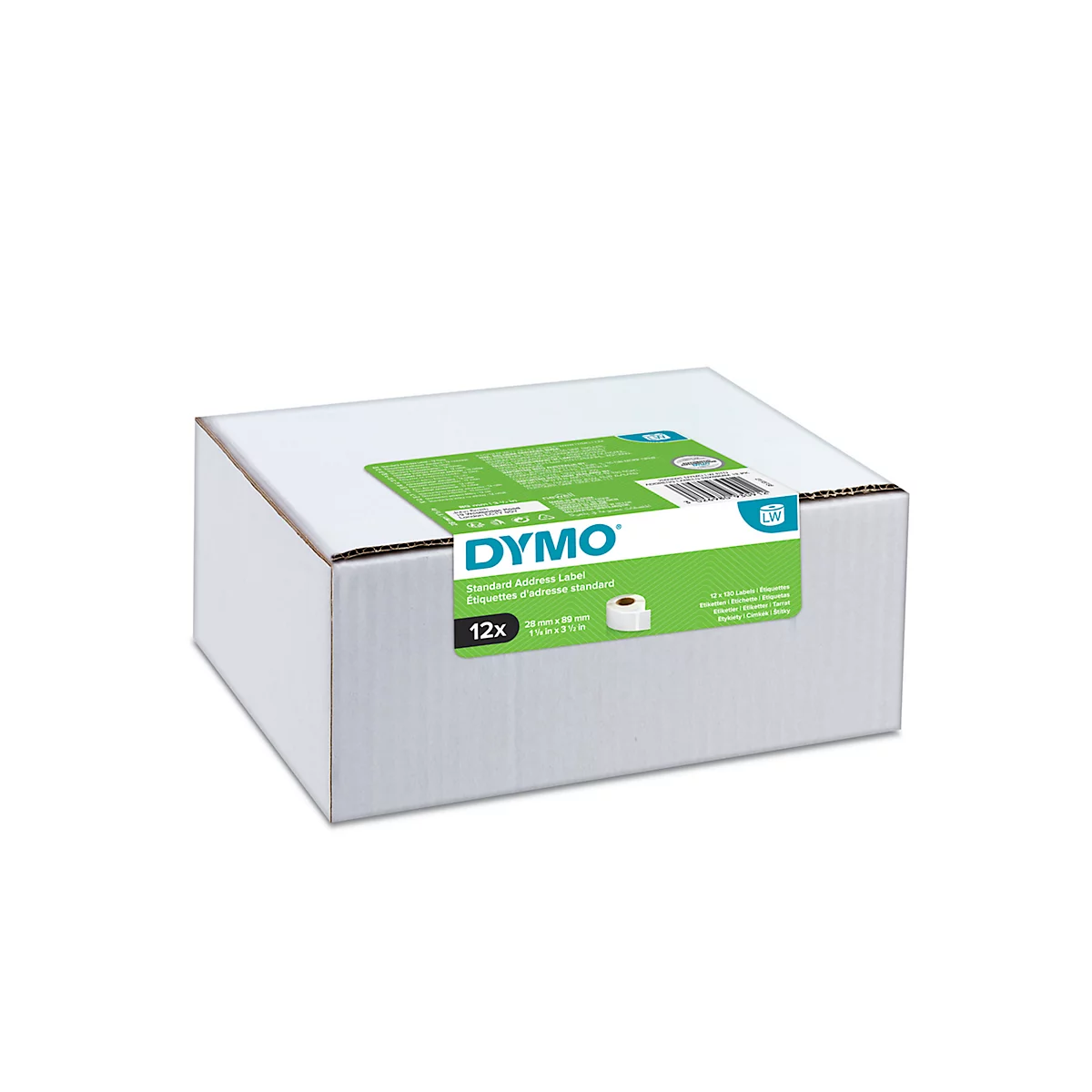 Standaard-adresetiketten, papier, permanent hechtend, 89 x 28 mm, 12 x 130 stuks, wit