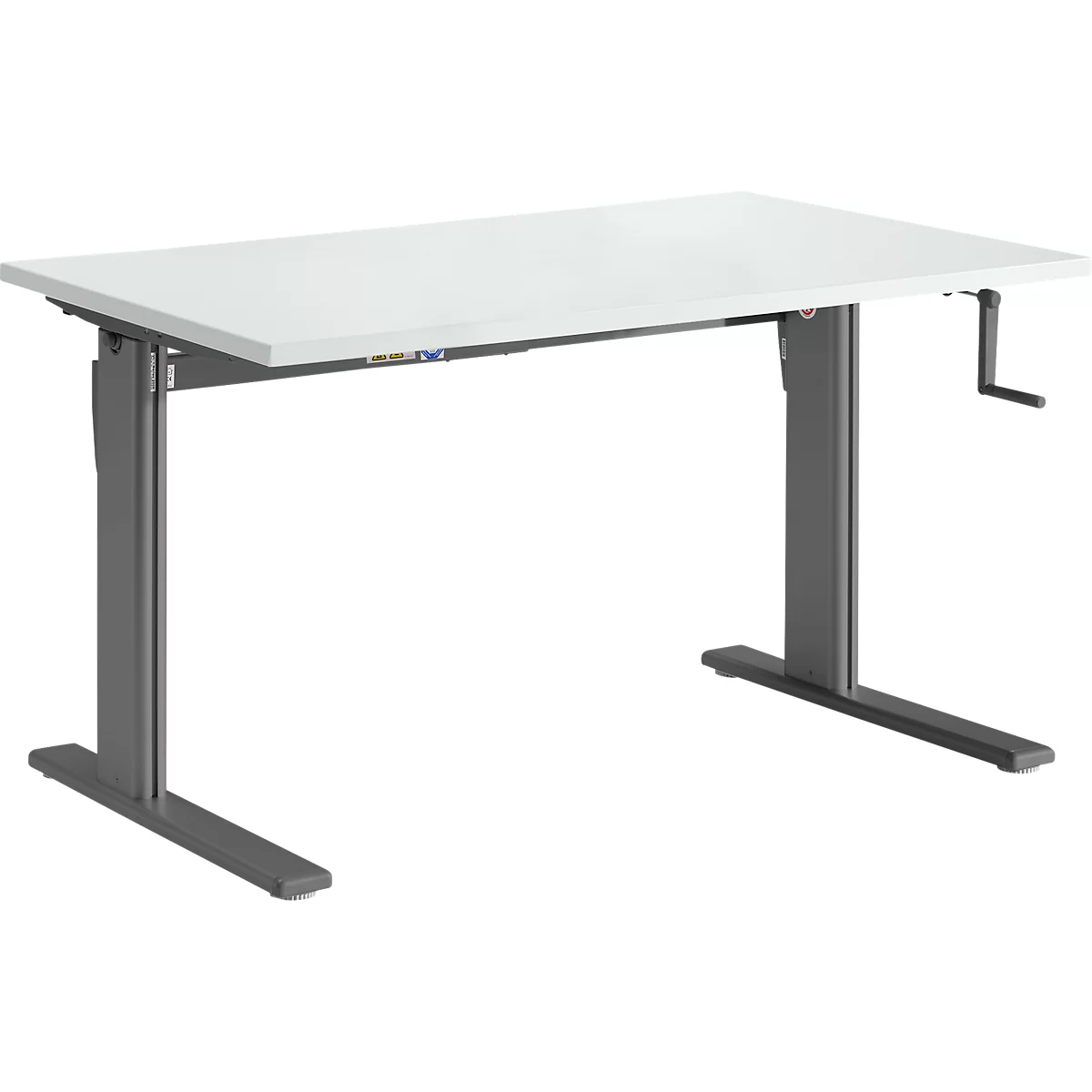 Standaard bureau, rechthoekig, handmatig in hoogte verstelbaar met slinger, C-voet, B 1200 x D 800 x H 728-1188 mm, lichtgrijs/antraciet