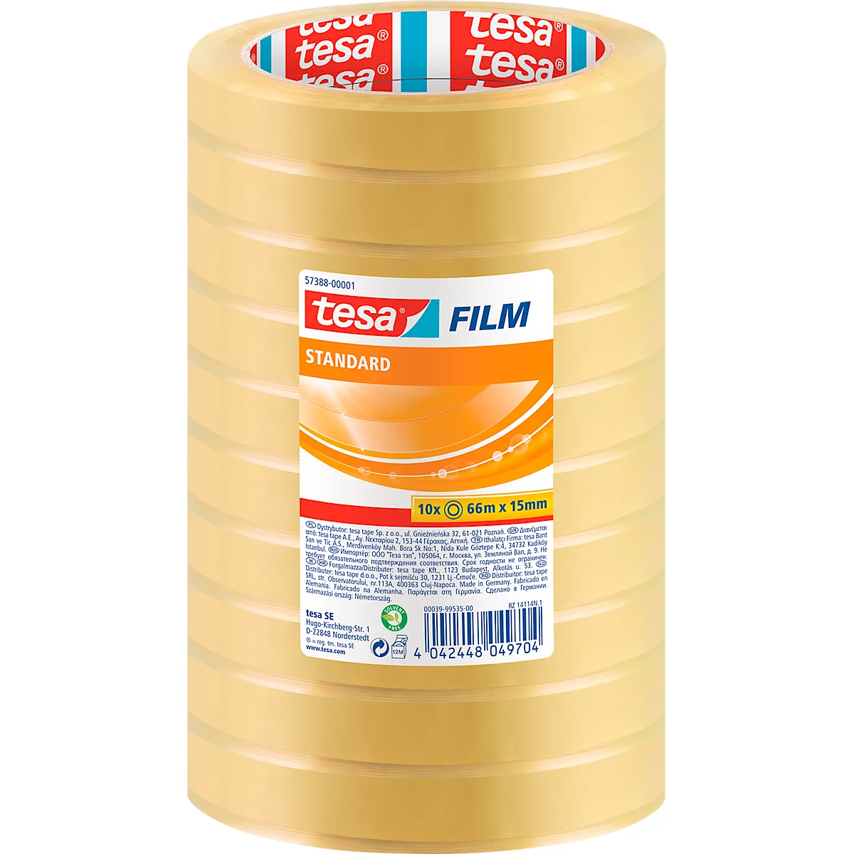 Rolle gelbes Klebeband von Tesa mit Produktbezeichnung.