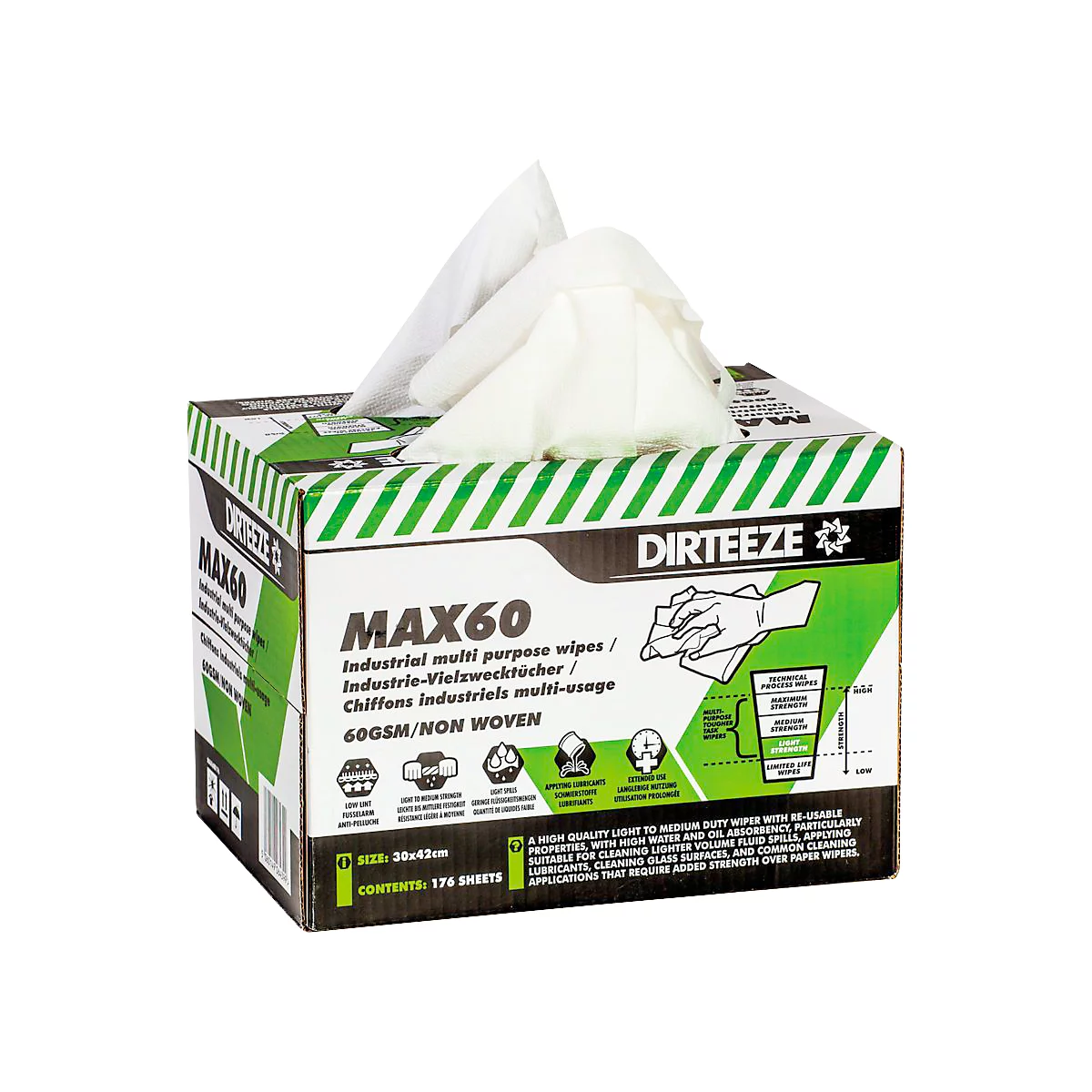 Standard-Vliestücher MAX60, 60 g/m², wiederverwendbar, L 300 x B 420 mm, 176 St.