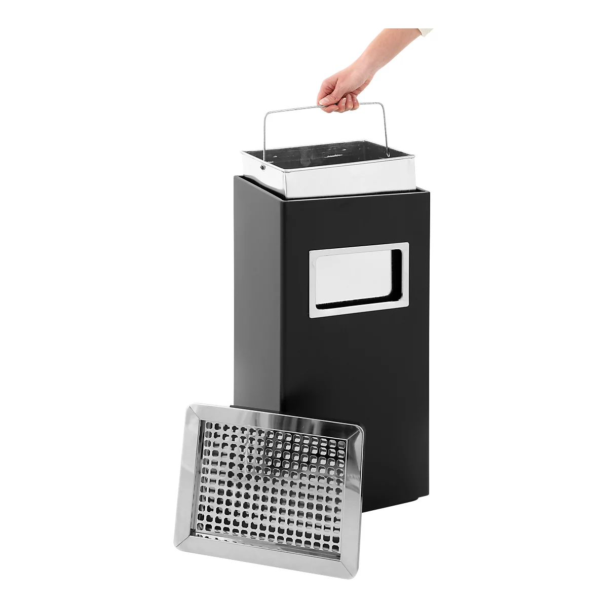 Standascher, Stahlblech, schwarz
