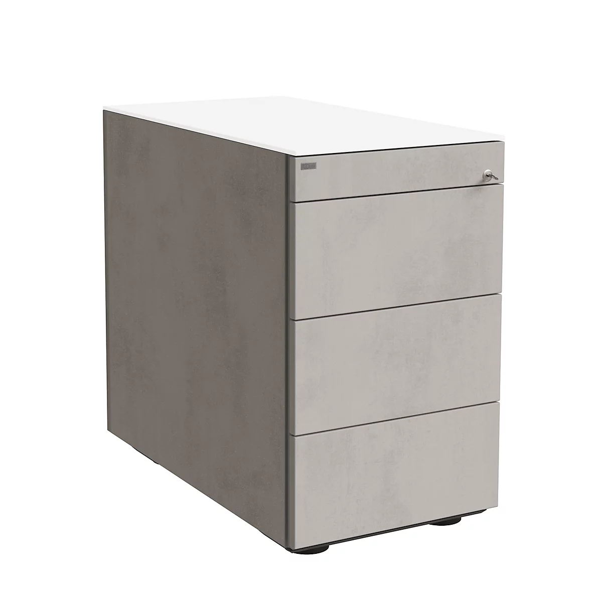 Standcontainer SOLUS PLAY, 1 Utensilienauszug, 3 Schübe, Tiefe 800 mm, grifflos, Ceramic grey