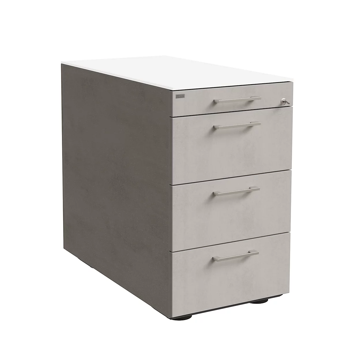 Standcontainer SOLUS PLAY, 1 Utensilienauszug, 3 Schübe, Tiefe 800 mm, mit Griff, Ceramic grey