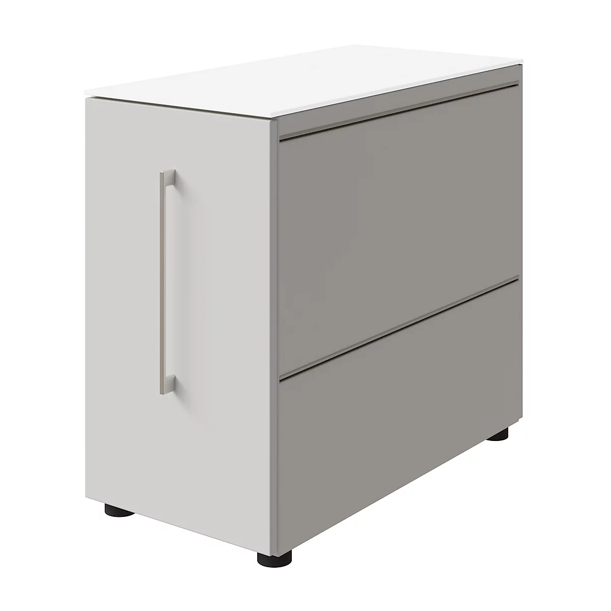 Standcontainer SOLUS PLAY, mit Auszug, Ansatz rechts, Tiefe 400 mm, weiß