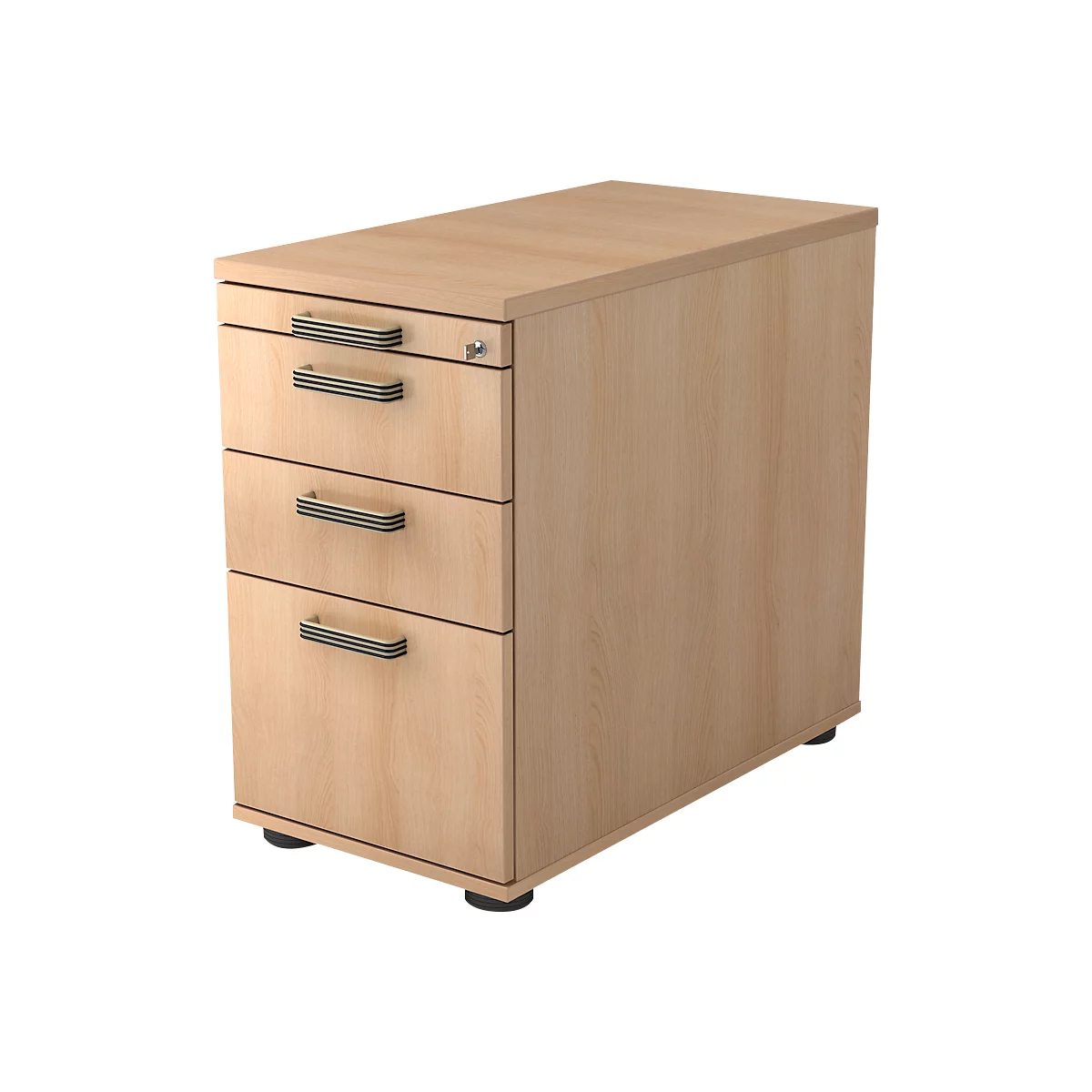 Standcontainer TOPAS LINE, 2 Schübe, 1 Hängeregistraturauszug, 1 Utensilienauszug, abschließbar, B 428 x T 800 x H 720-760 mm, Eiche-Dekor/Eiche-Dekor