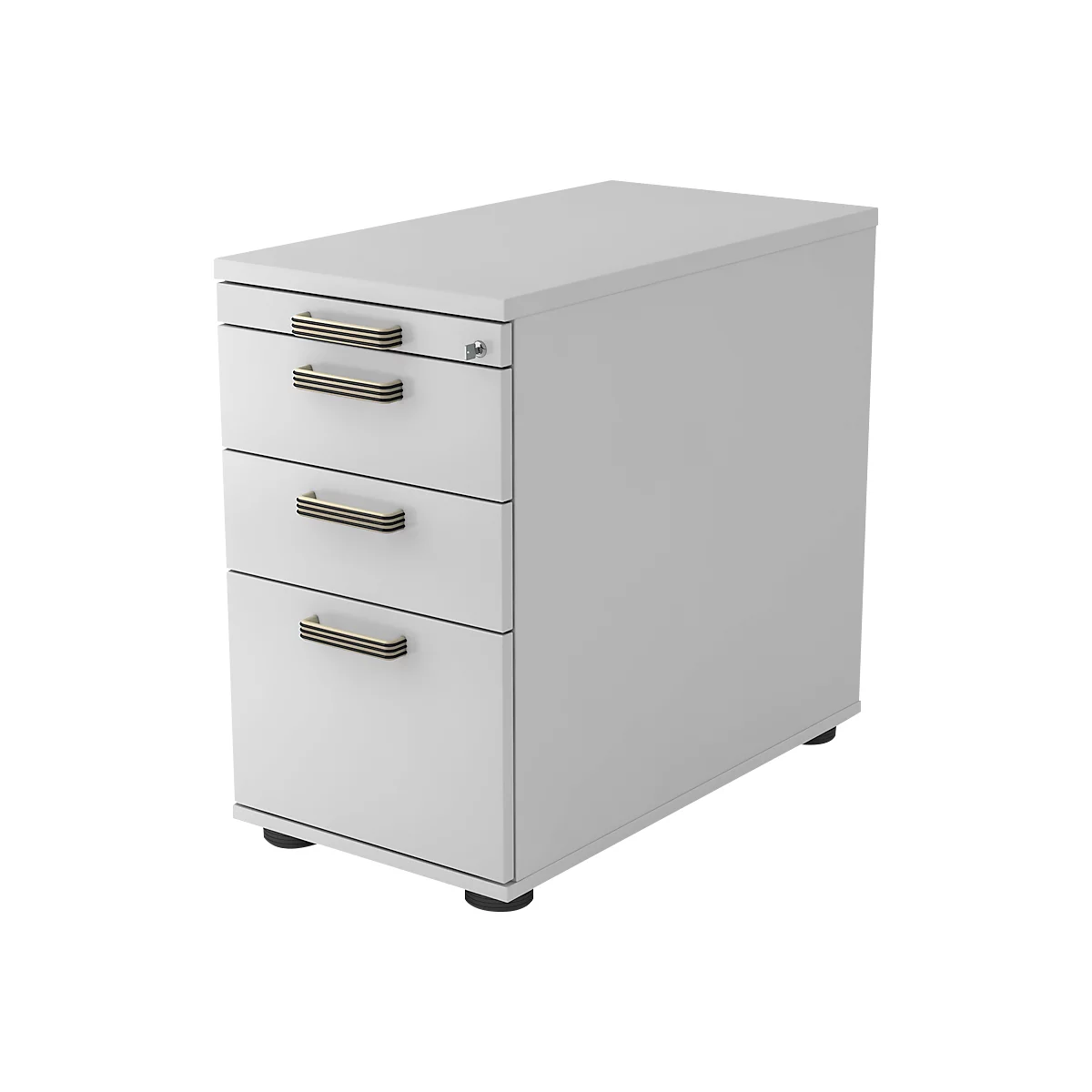 Standcontainer TOPAS LINE, 2 Schübe, 1 Hängeregistraturauszug, 1 Utensilienauszug, abschließbar, B 428 x T 800 x H 720-760 mm, lichtgrau/lichtgrau