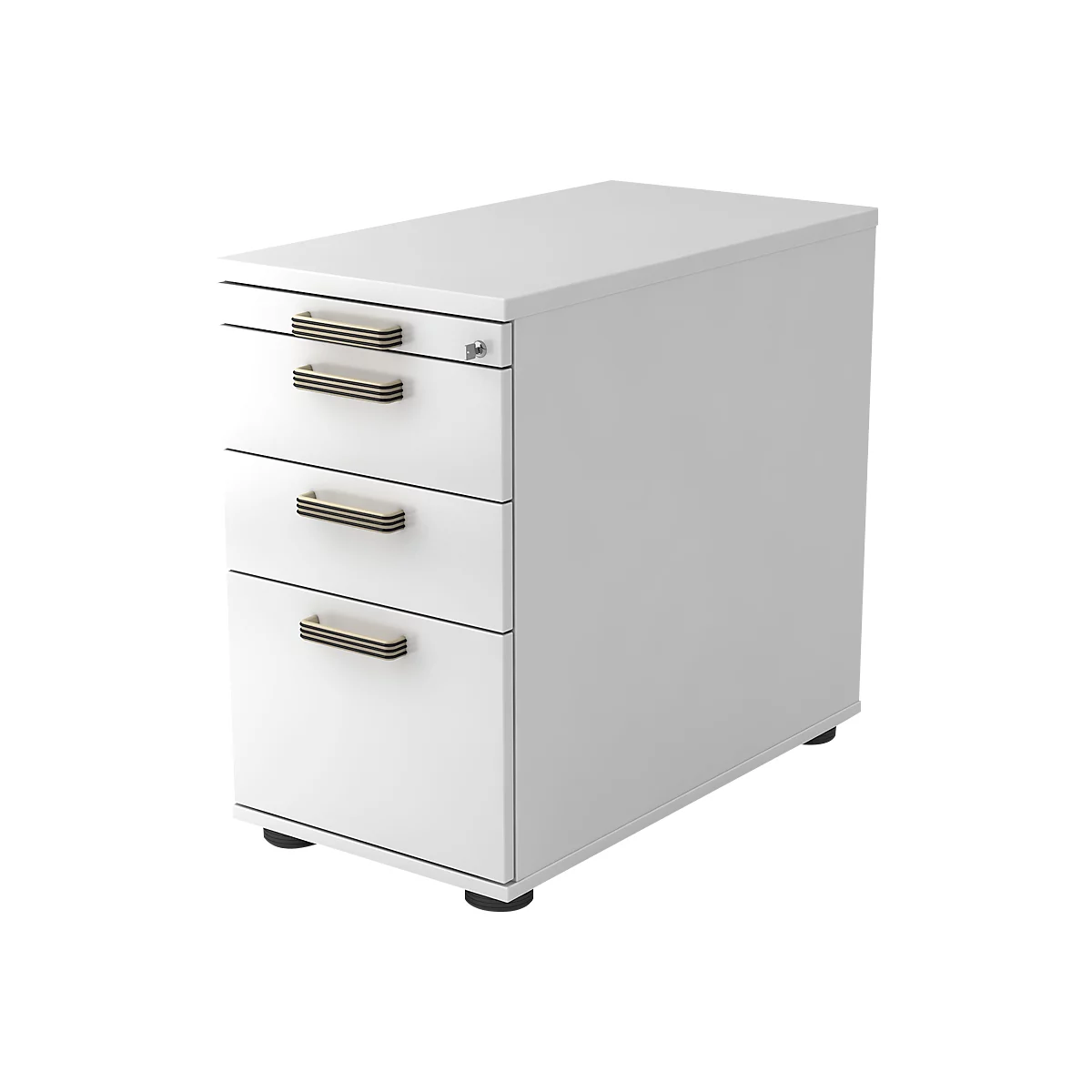 Standcontainer TOPAS LINE, 2 Schübe, 1 Hängeregistraturauszug, 1 Utensilienauszug, abschließbar, B 428 x T 800 x H 720-760 mm, weiß/weiß