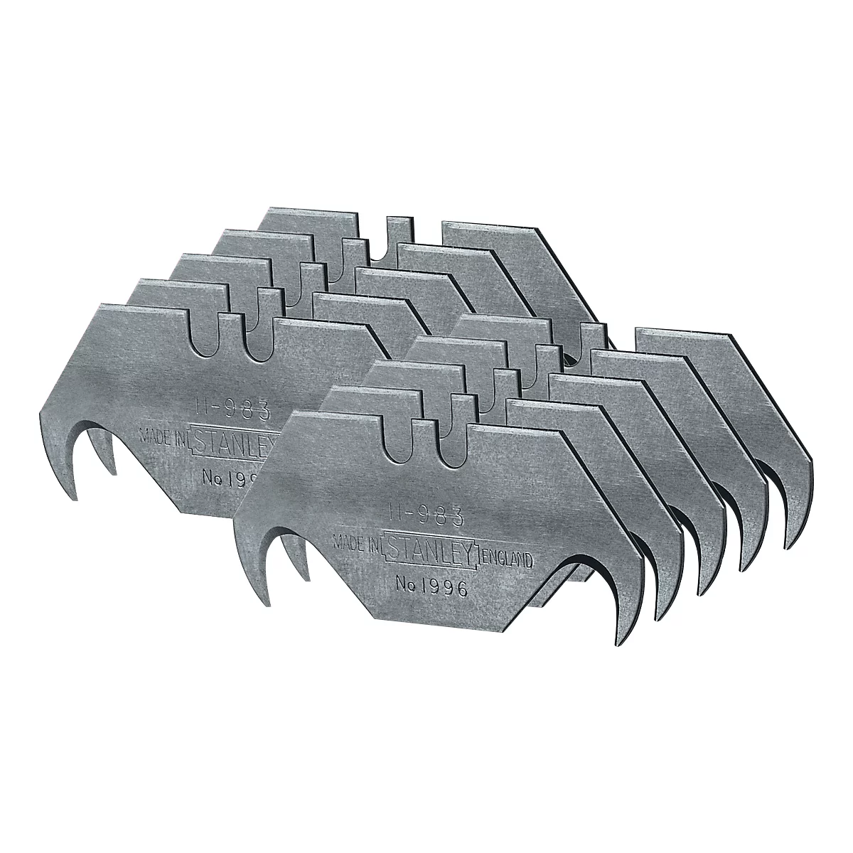 Grey, toothed blades, numbered with "No.1956", are stacked.
