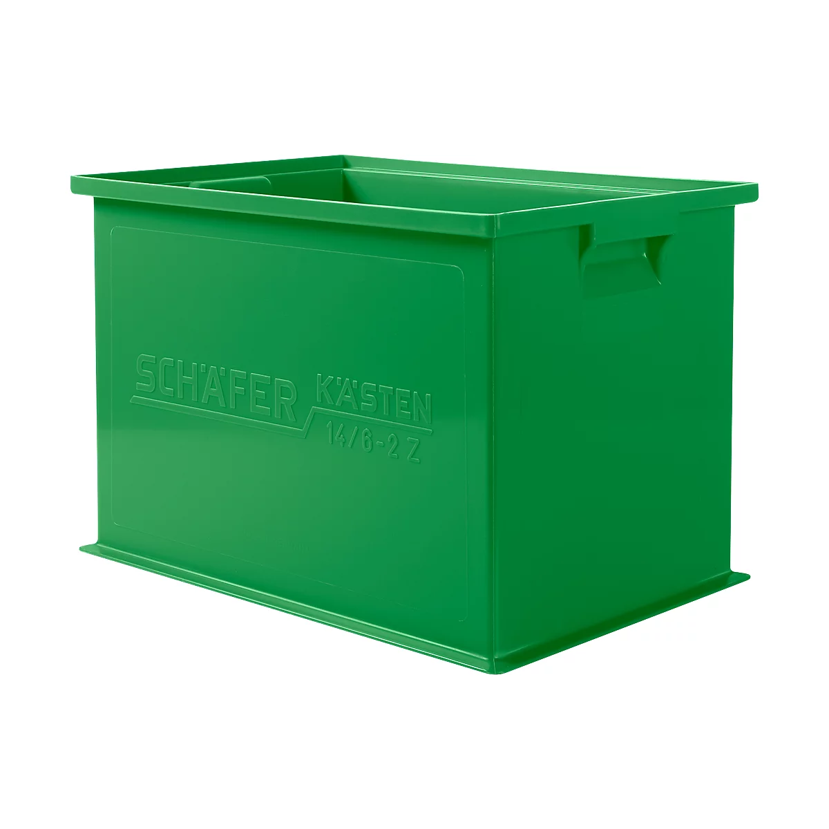 Stapelbak serie 14/6-2Z, van polypropyleen, met verzonken handgreep, inhoud 33 L, groen