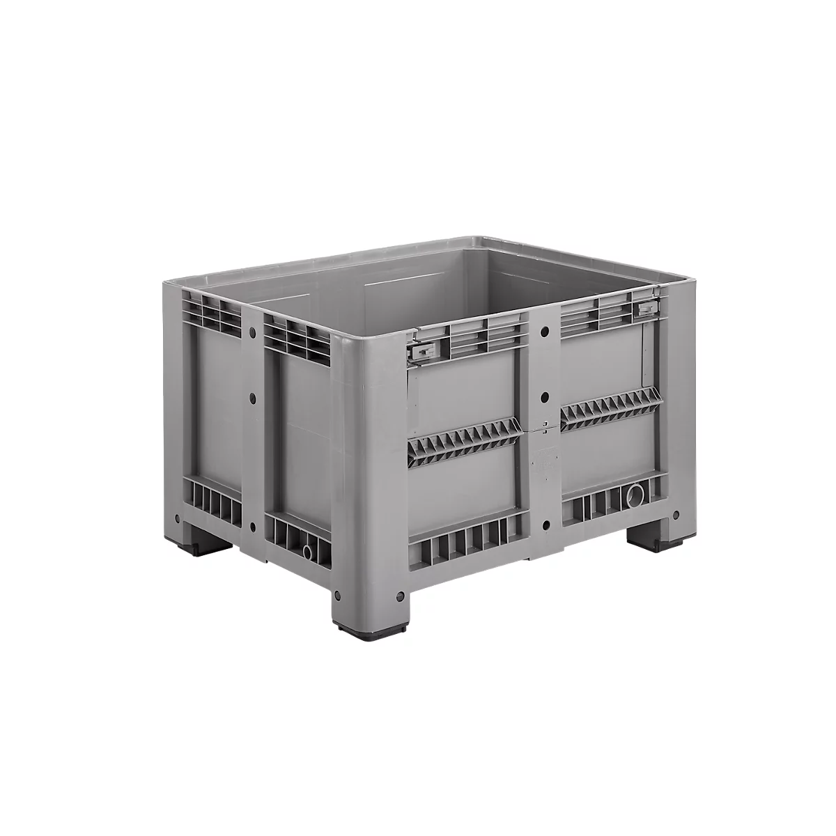 Stapelbare palletkist - polyetheen - L 1200 x B 1000 x H 760 mm - 610 liter -met 4 poten - gesloten wanden met uitneemklep