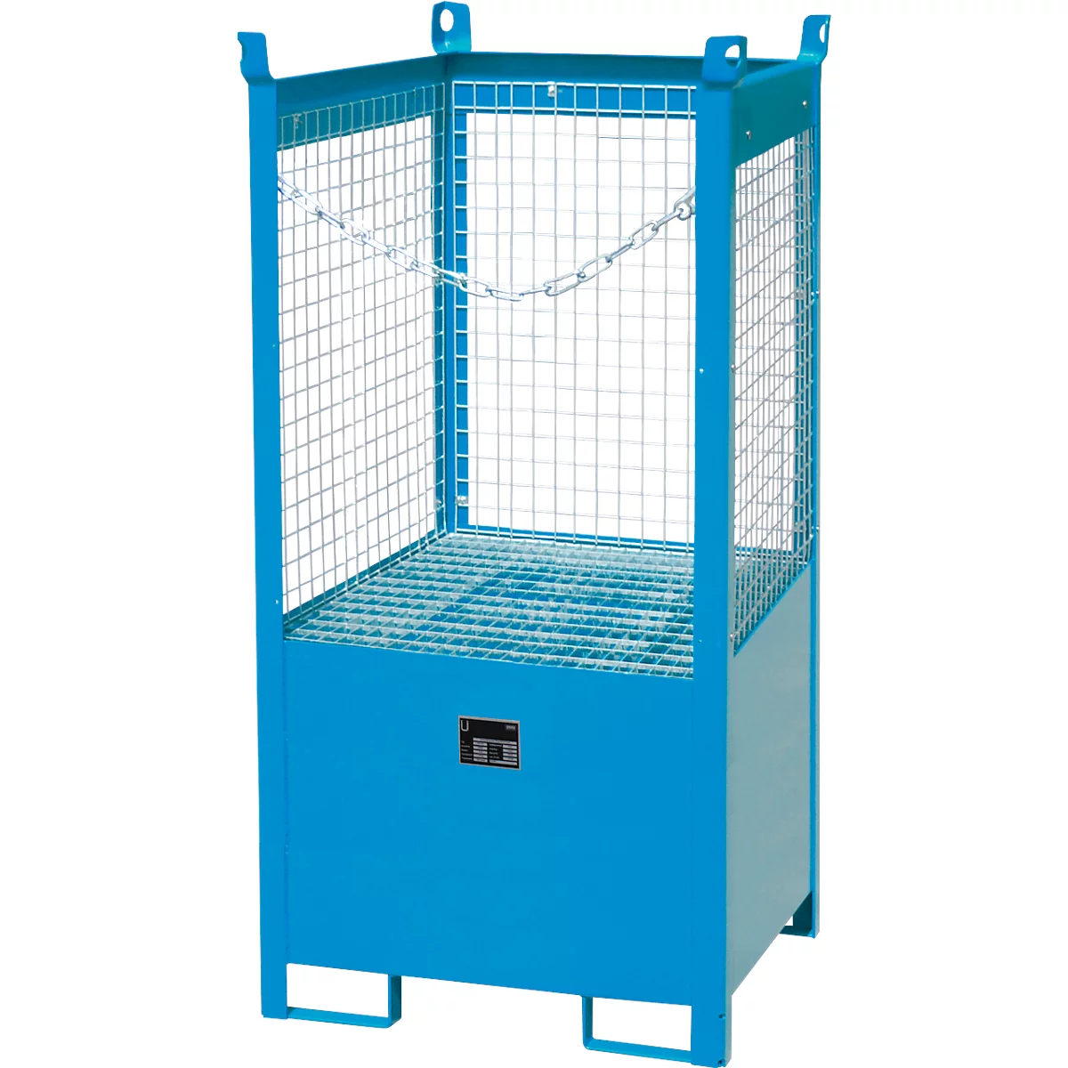 Stapelpallet voor vaten Bauer FSP-1 D, gaaswanden, capaciteit 1 x 200 l vat, blauw