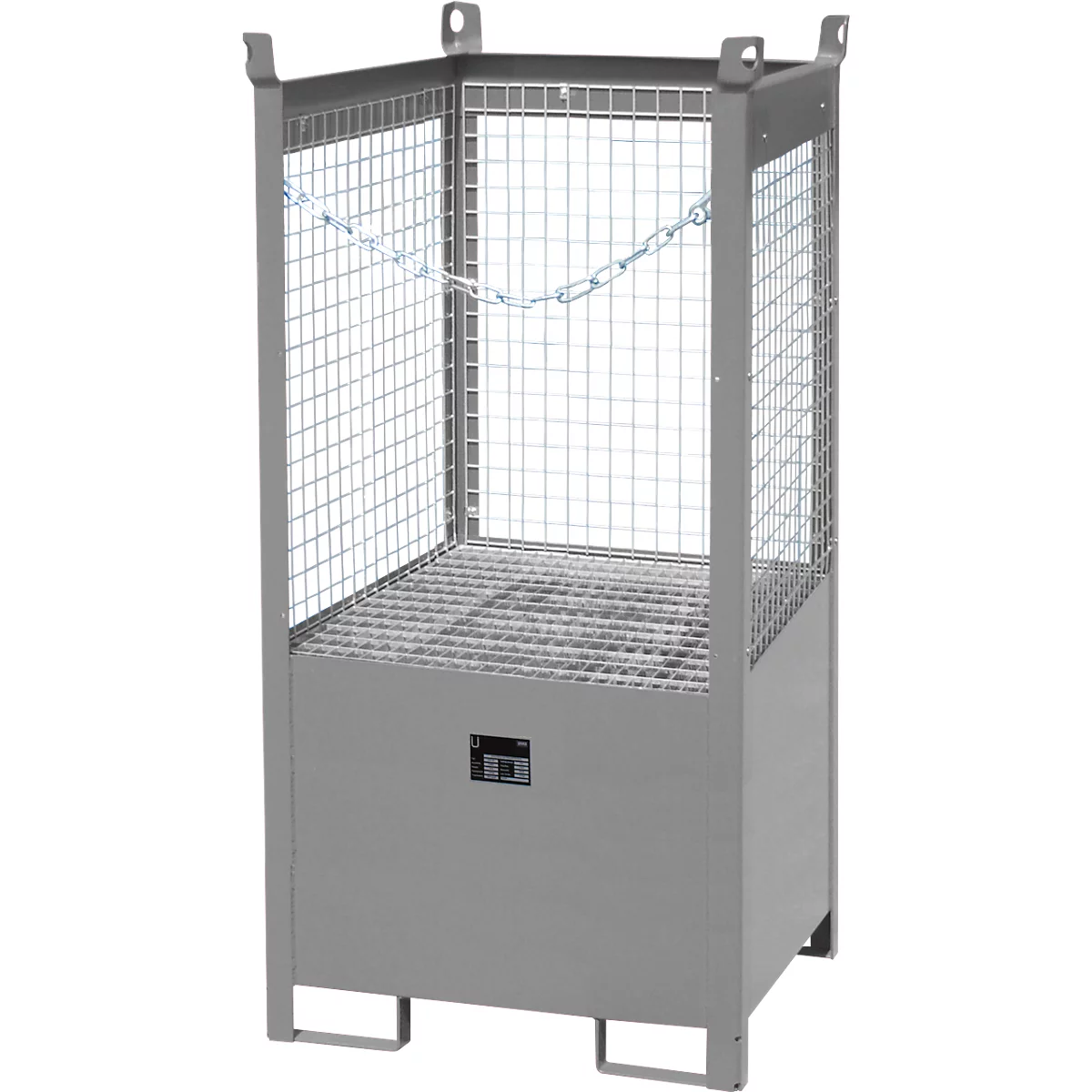 Stapelpallet voor vaten Bauer FSP-1 D, gaaswanden, capaciteit 1 x 200 l vat, grijs
