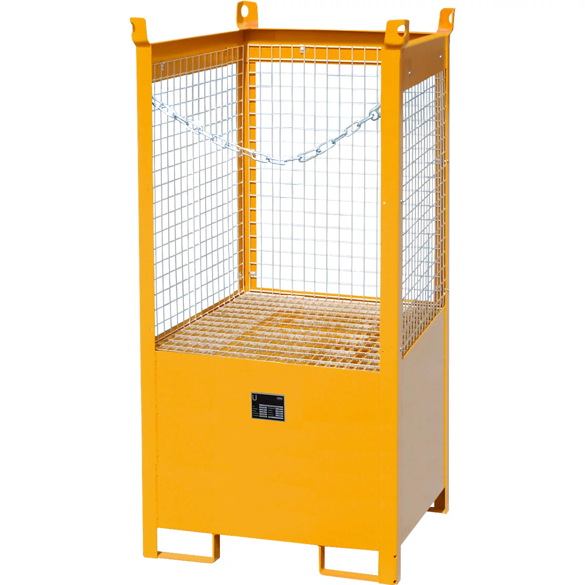Stapelpallet voor vaten Bauer FSP-1 D, gaaswanden, capaciteit 1 x 200 l vat, oranje