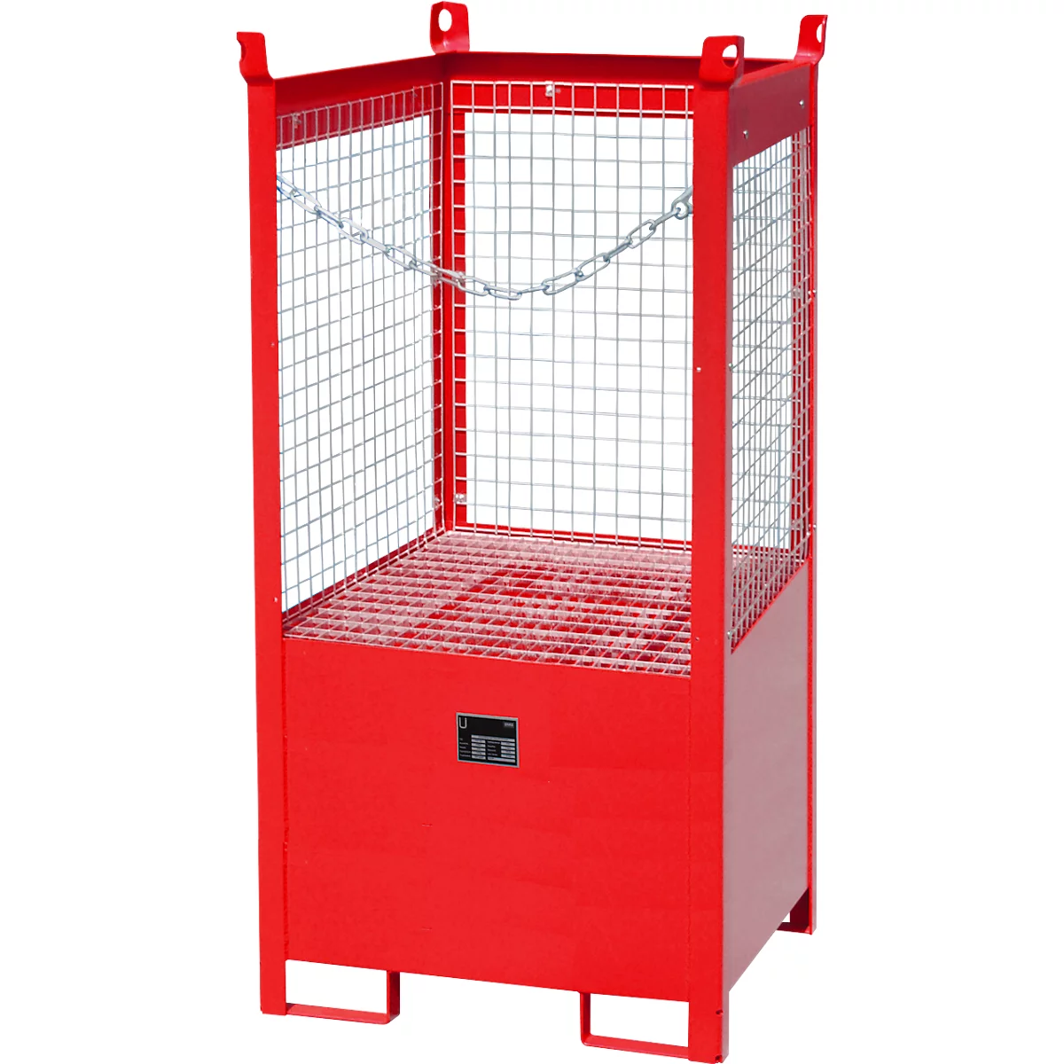 Stapelpallet voor vaten Bauer FSP-1 D, gaaswanden, capaciteit 1 x 200 l vat, rood