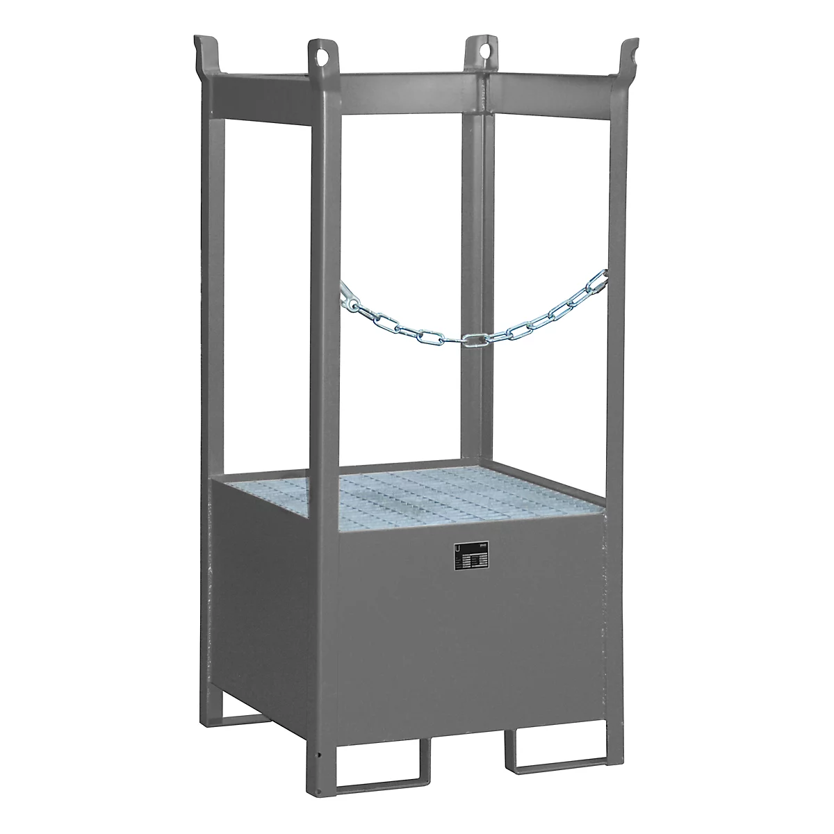 Stapelpallet voor vaten Bauer FSP-1, open aan zijkant, voor 1 x 200 l vat, grijs