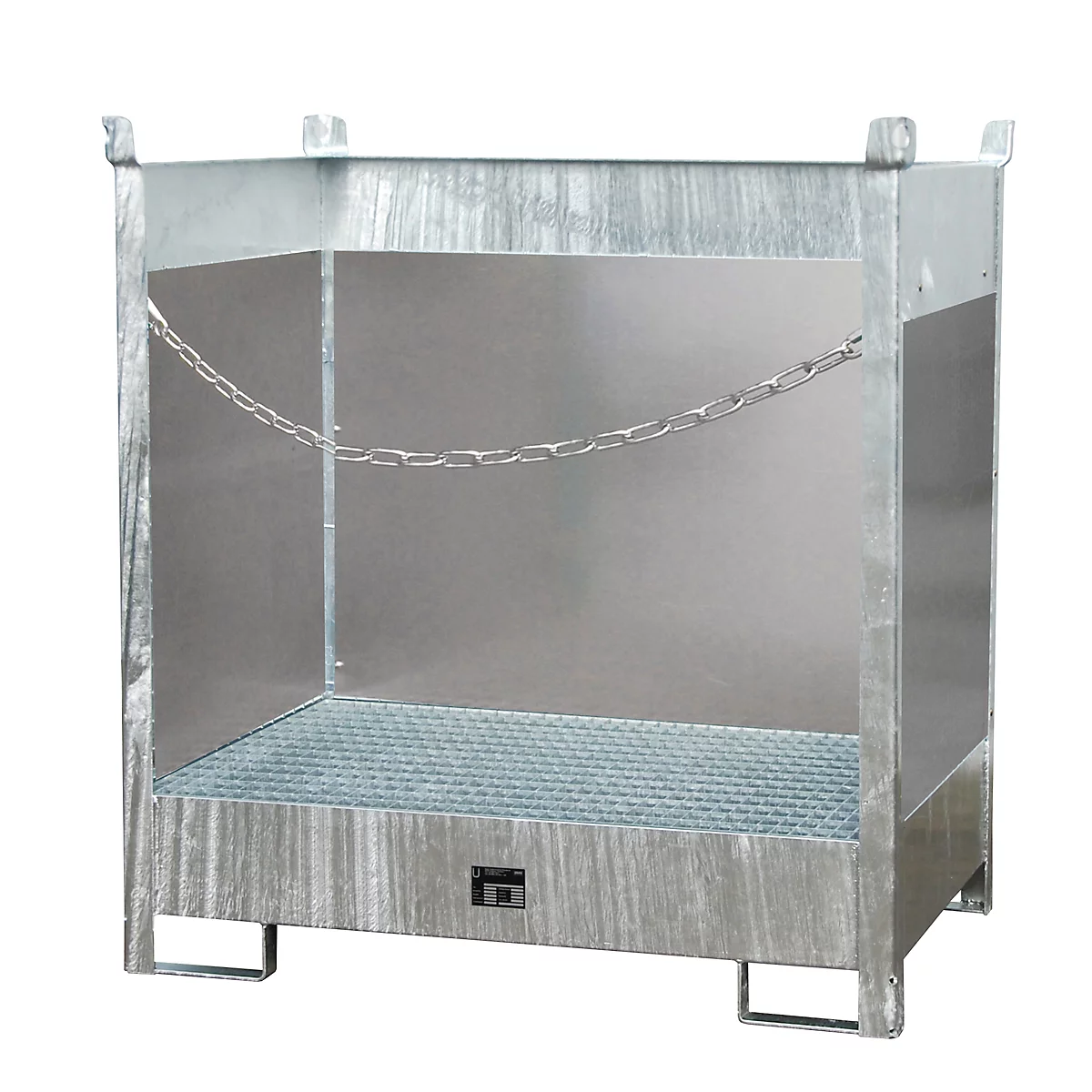 Stapelpallet voor vaten Bauer FSP-2 G, spatbeschermingswand 3-zijden, voor 2 x 200 l vat, gegalvaniseerd