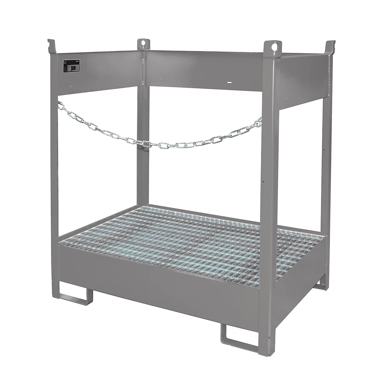 Stapelpallet voor vaten Bauer FSP-2, open aan zijkant, voor 2 x 200 l vaten, grijs