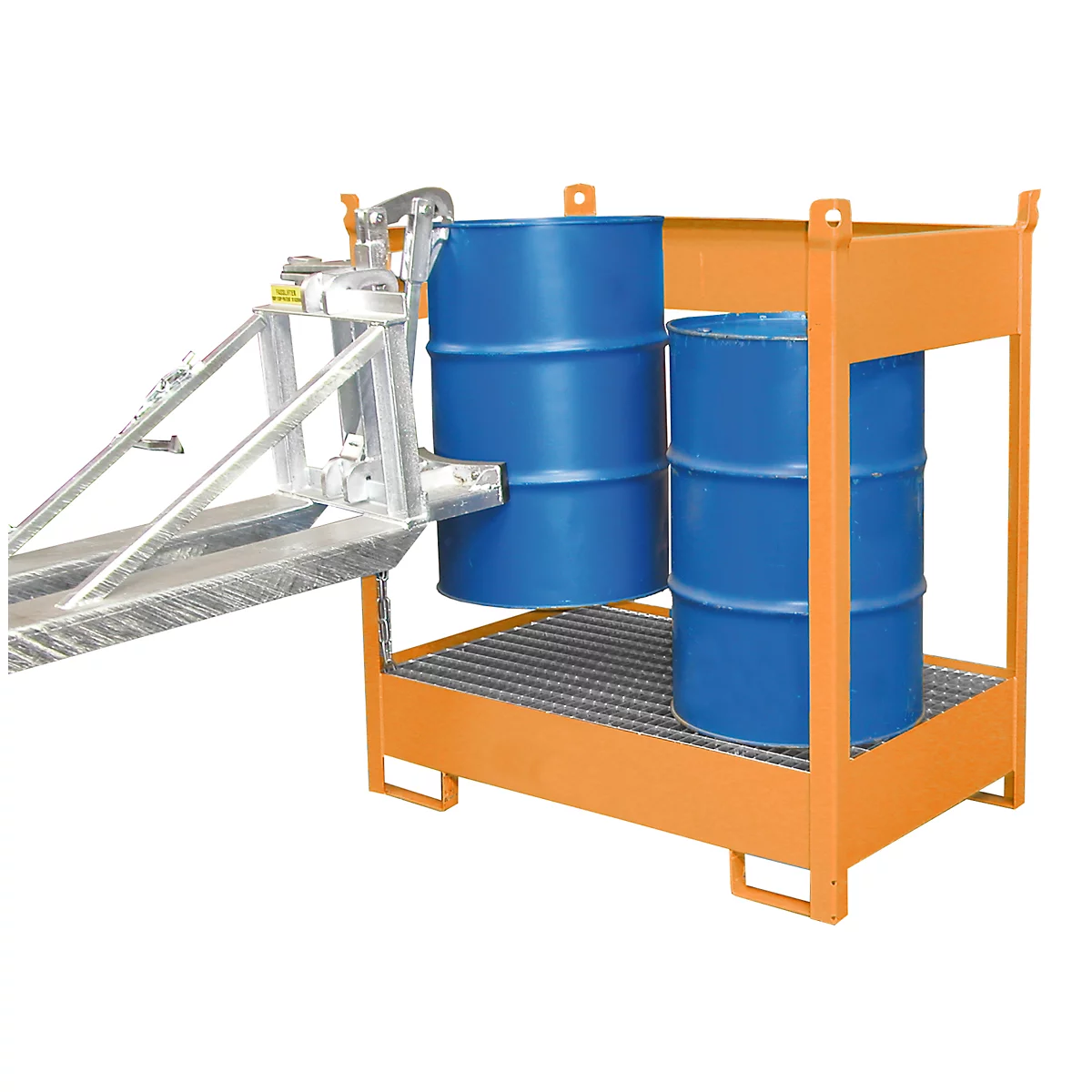 Stapelpallet voor vaten Bauer FSP-2, open aan zijkant, voor 2 x 200 l vaten, oranje