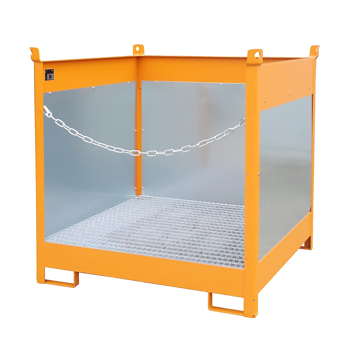 Stapelpallet voor vaten Bauer FSP-4 G, spatbeschermingswand 3-zijden, voor 4 x 200 l vaten, oranje