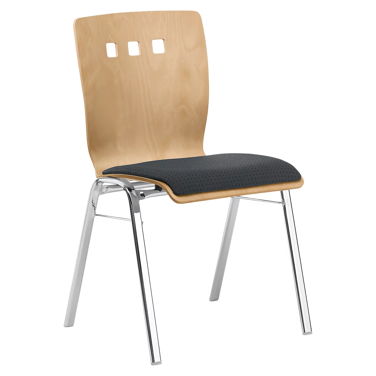 Stapelstoel 7450, voorgevormde zitting, lordosesteun, designgaten, zonder armleuningen, bekledingsstof Point/Trevira CS, grijs