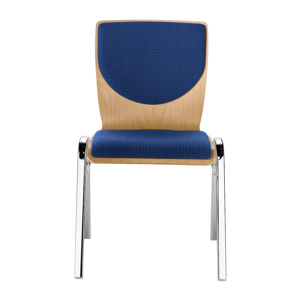 Stapelstoel 7450, voorgevormde zitting, lordosesteun, rugkussen, zonder armleuningen, bekledingsstof Point/Trevira CS, blauw