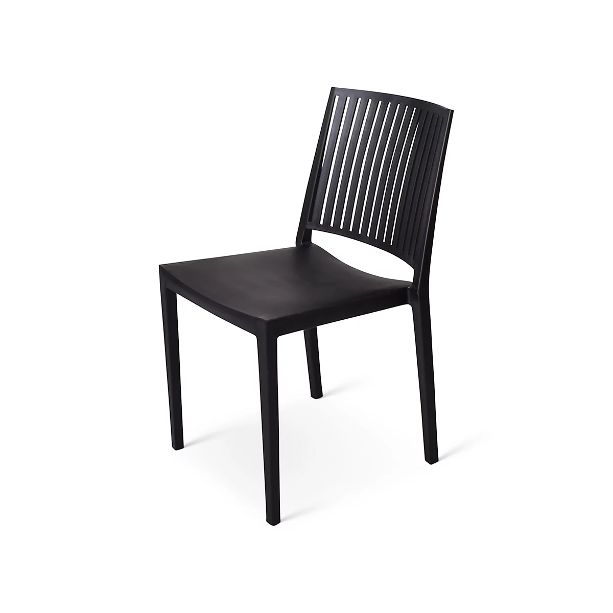 Stapelstuhl Baltimore, stapelbar bis 4 Stück, UV- & wasserbeständig, Sitzhöhe 460 mm, L 560 x B 460 x H 820 mm, Polypropylen, schwarz, 4 Stück
