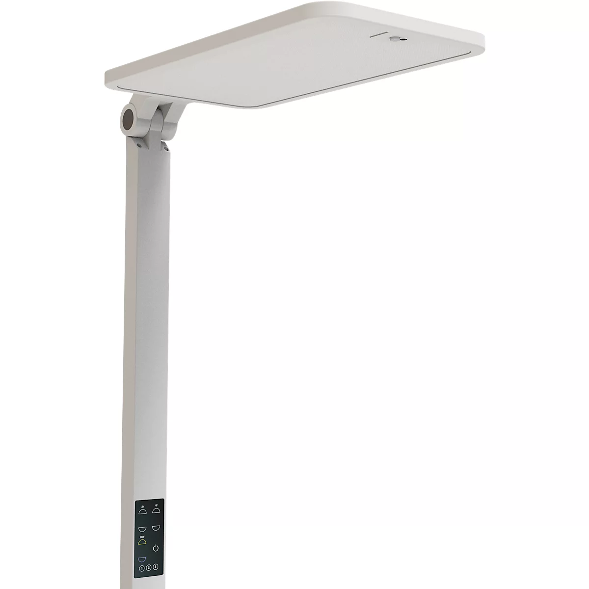 STARIS LED-staanlamp, 80 W, 10070 lm, 3000 - 6000 K, dimbaar, directe/indirecte verlichting, voor computerwerkplekken, daglichtsensor, 3 stopcontacten, zilver