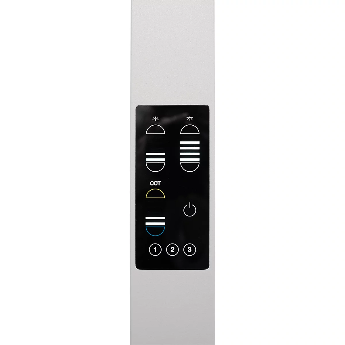 STARIS LED-staanlamp, 80 W, 10070 lm, 3000 - 6000 K, dimbaar, directe/indirecte verlichting, voor computerwerkplekken, daglichtsensor, 3 stopcontacten, zilver