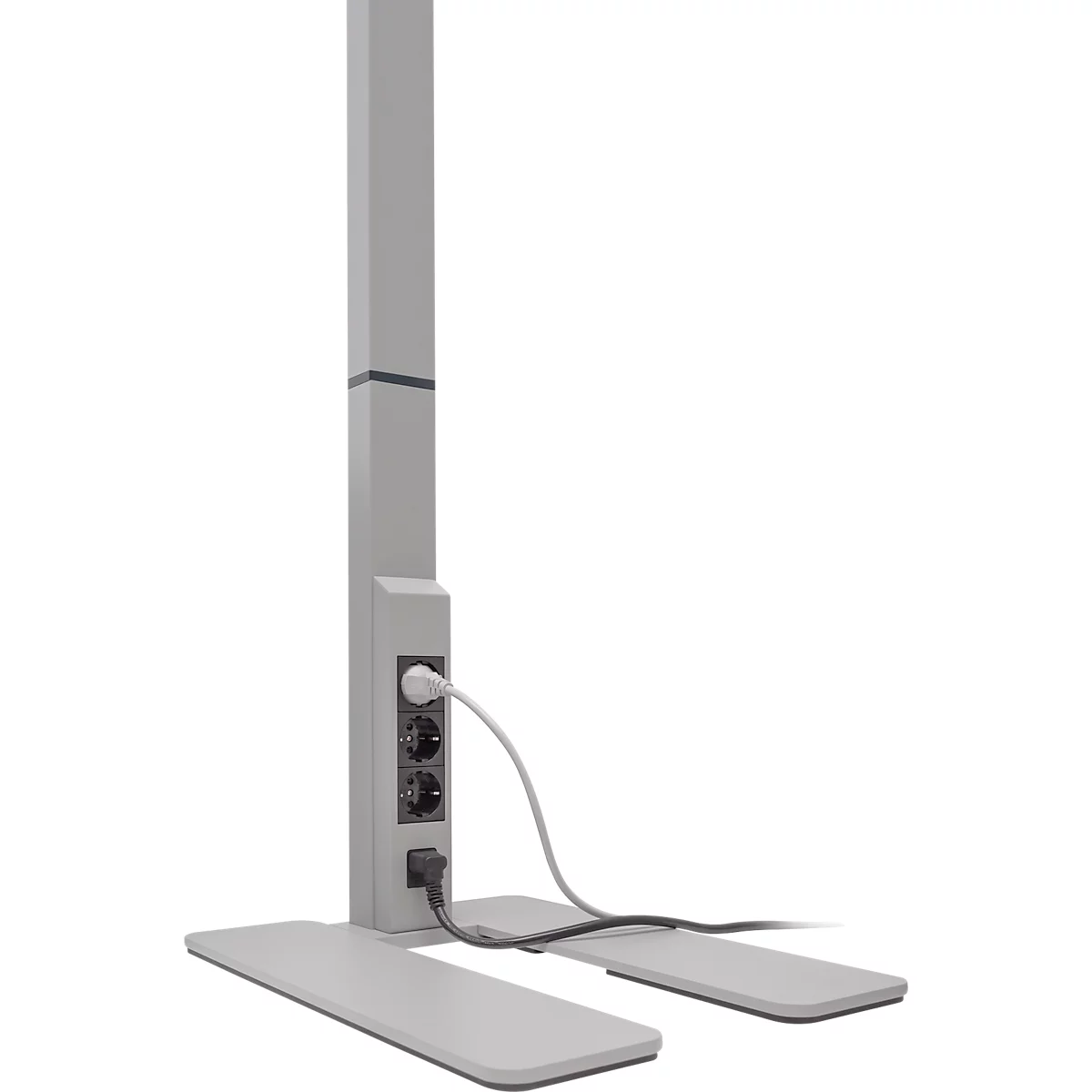 STARIS LED-staanlamp, 80 W, 10070 lm, 3000 - 6000 K, dimbaar, directe/indirecte verlichting, voor computerwerkplekken, daglichtsensor, 3 stopcontacten, zilver