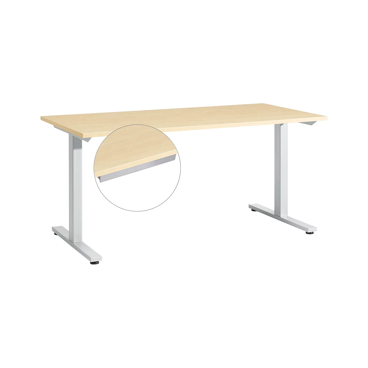 Start Off bureau, T-voet frame, B 1600 x D 800 x H 735 mm, esdoorn + lade